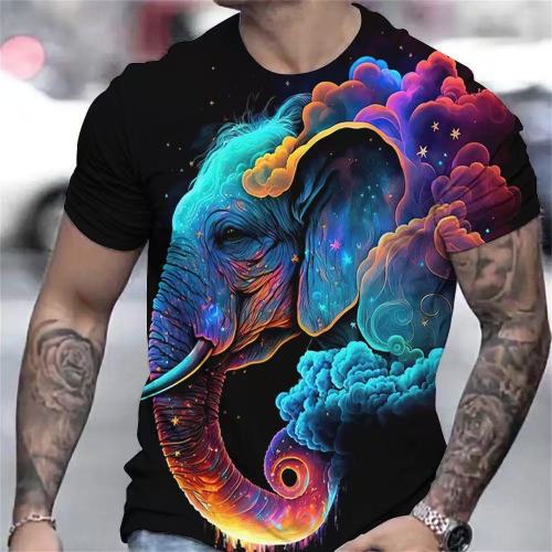 Galaxy Elephant Print T-Shirt