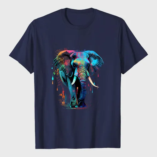 Colorful Elephant Face Art Design T-Shirt