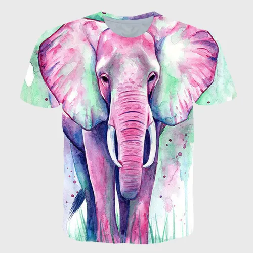 Colorful Elephant Art Print T-Shirt