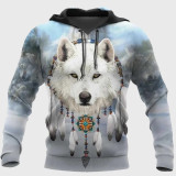 Native Tribal Dreamcatcher Wolf Hoodie