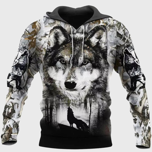 Mens Forest Wolf Hoodie