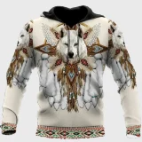 Tribal Mens Wolf Hoodie