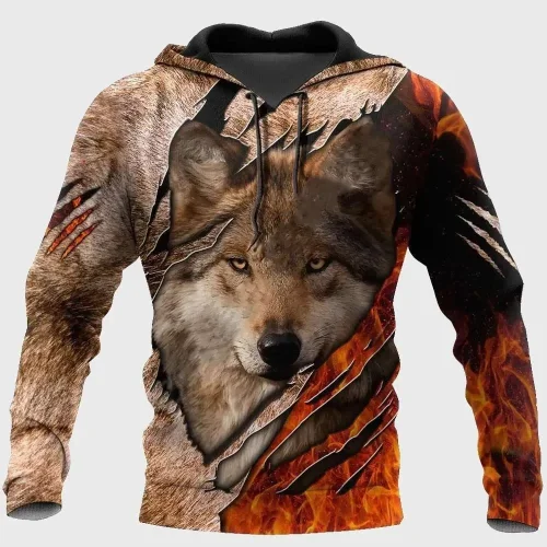 Mens Wolf Graphic Hoodie