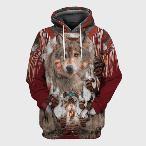 Native Red Wolf Hoodie Sweatshirt