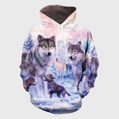 Pink Wolf Family Sweatshirt Hoodie