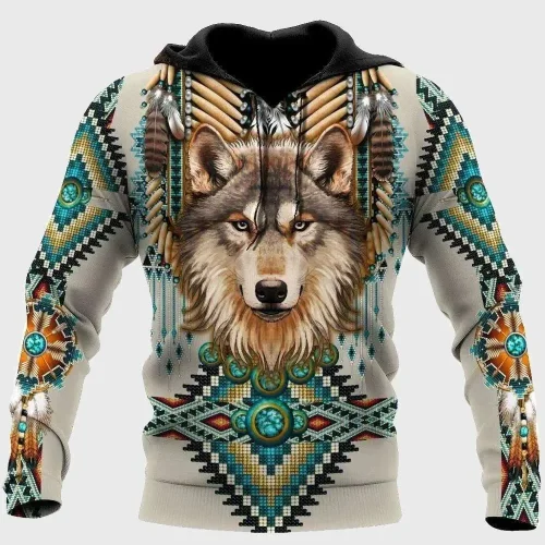 Geometrical Tribal Wolf Hoodie