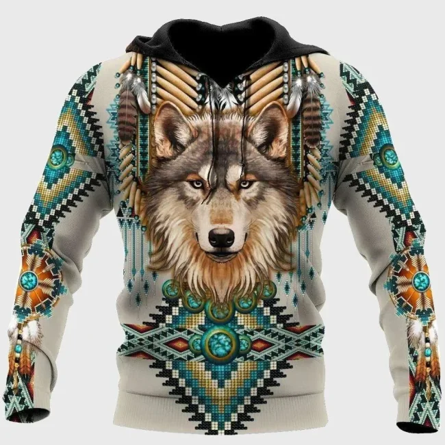 Geometrical Tribal Wolf Hoodie