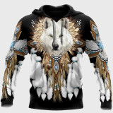 Tribal Mens Wolf Hoodie