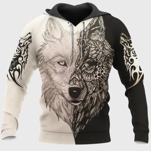 Yin Yang Wolf Graphic Hoodie