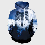 3D Mountain Wolf Pullover Hoodie