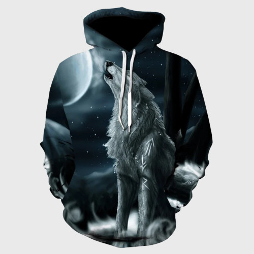 Wolf Howl At Moon Hoodie