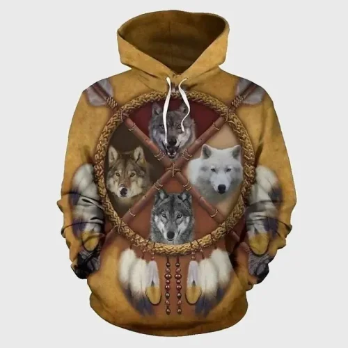 Native Wolf Pullover Hoodie