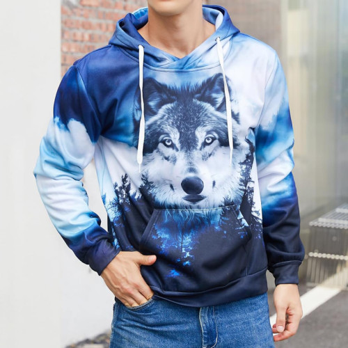 3D Mountain Wolf Pullover Hoodie