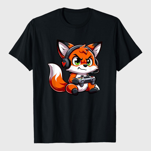Funny Red Fox Gamer Video Games T-Shirt