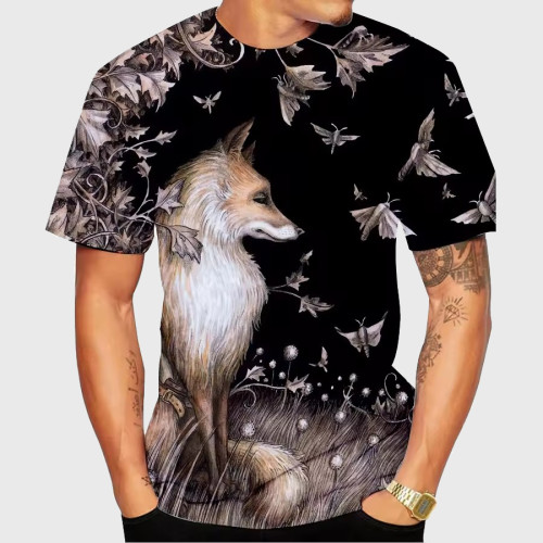 Cartoon Fox Print T-Shirt