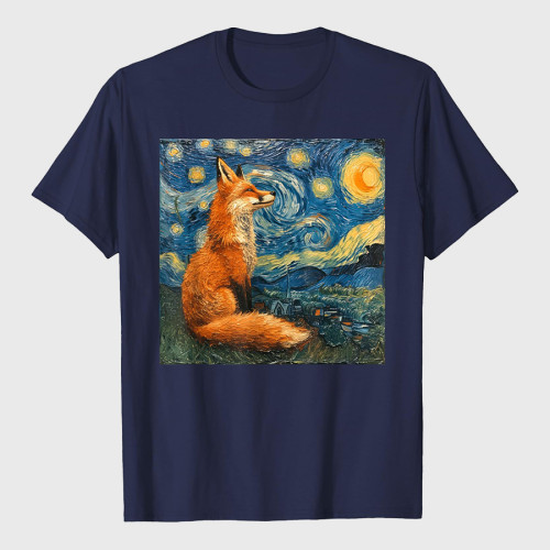 Fox Van Gogh Style Starry Night T-Shirt