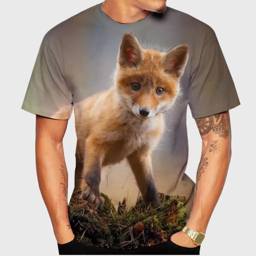 Cute Baby Fox Print T-Shirt