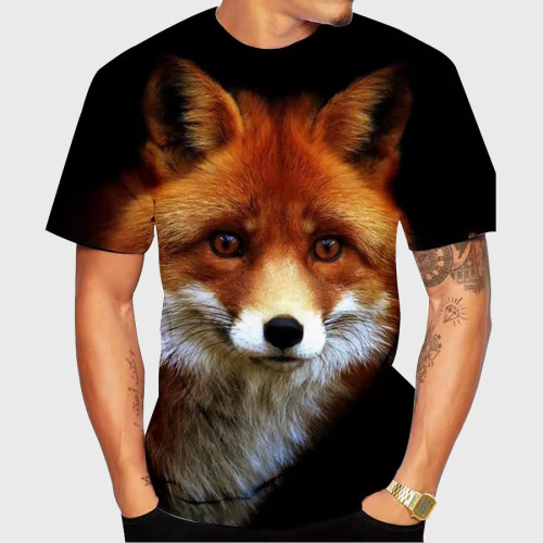 Mens Red Fox Print T-Shirt