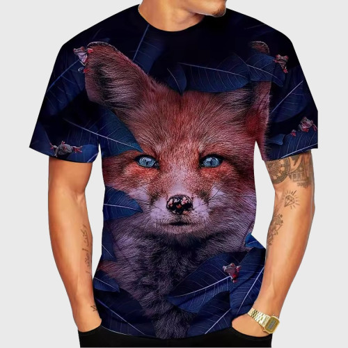 Leaves Red Fox Print T-Shirt