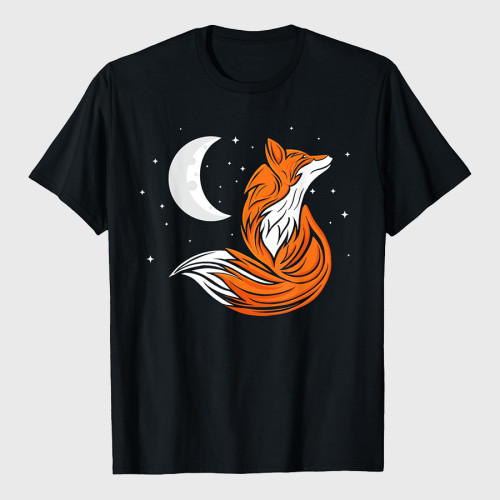 Wildlife Animal Fox Moon T-Shirt