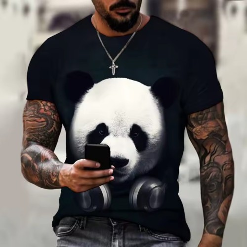 Panda With Earphone Graphic T-Shirt