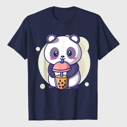 Cute Panda Drinks Boba Bubble Tea Kawaii Aesthetic T-Shirt