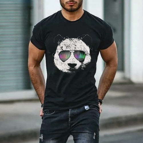 Mens Panda Face Graphic T-Shirt