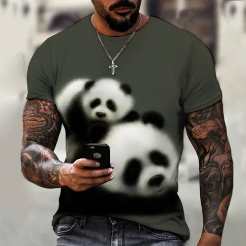 Mom And Baby Panda Graphic T-Shirt