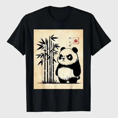 Kawaii Panda Ink Japanese Streetwear Novelty Funny Panda T-Shirt