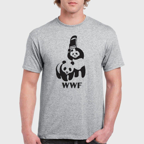 Mens WWF Funny Panda Bear Wrestling T-Shirt