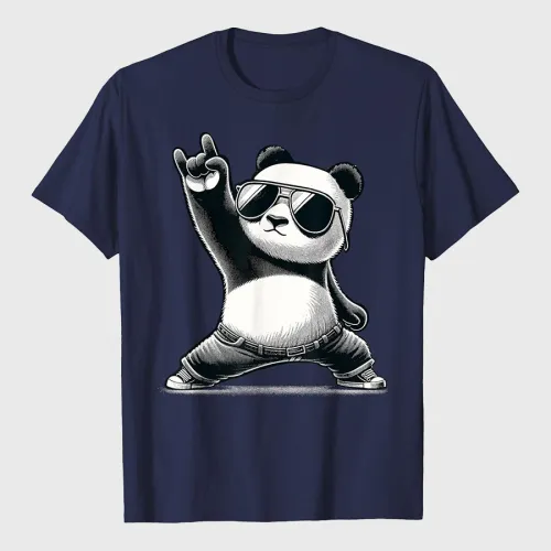 Funny Panda Rock Music T-Shirt