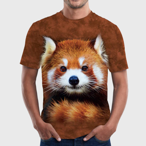 Mens Red Panda Print T-Shirt