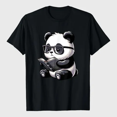 Panda Reading Book Kawaii Bookworm Librarian T-Shirt