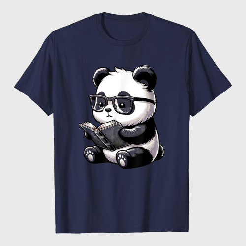 Panda Reading Book Kawaii Bookworm Librarian T-Shirt