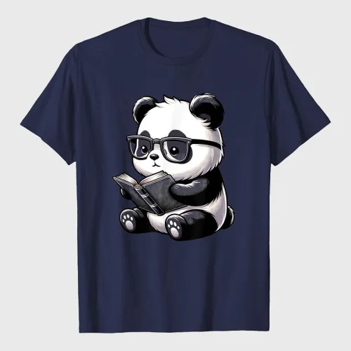 Panda Reading Book Kawaii Bookworm Librarian T-Shirt