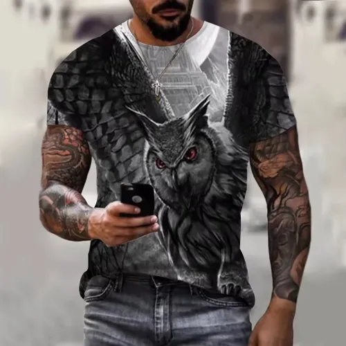 Flying Owl Print T-Shirt