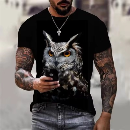 Owl Print Black T-Shirt