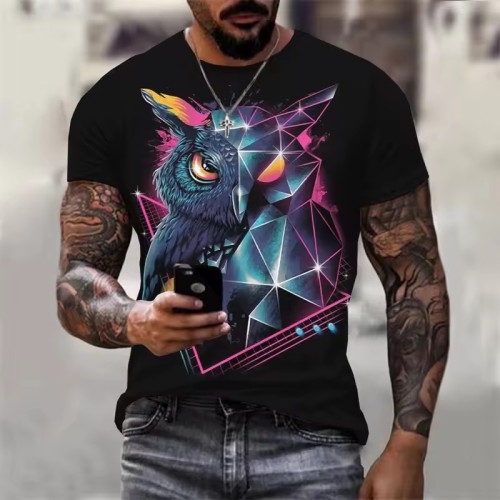 Geometrical Owl Print T-Shirt