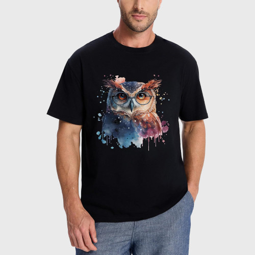 Watercolor Owl Face Graphic T-Shirt