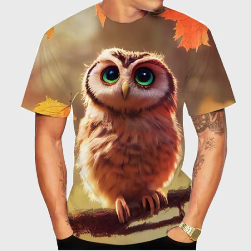 Leaves Owl Graphic T-Shirt