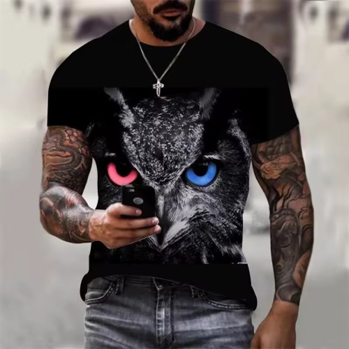 3D Owl Head Print T-Shirt