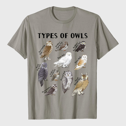 Types of Owls Cute Owl Lover Gift T-Shirt