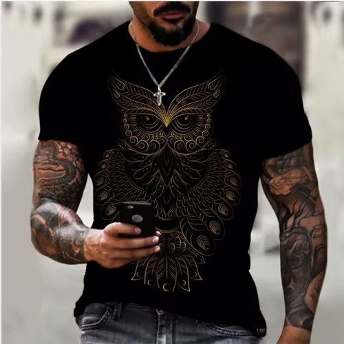 Geometrical Owl Printed T-Shirt