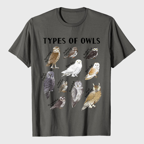 Types of Owls Cute Owl Lover Gift T-Shirt