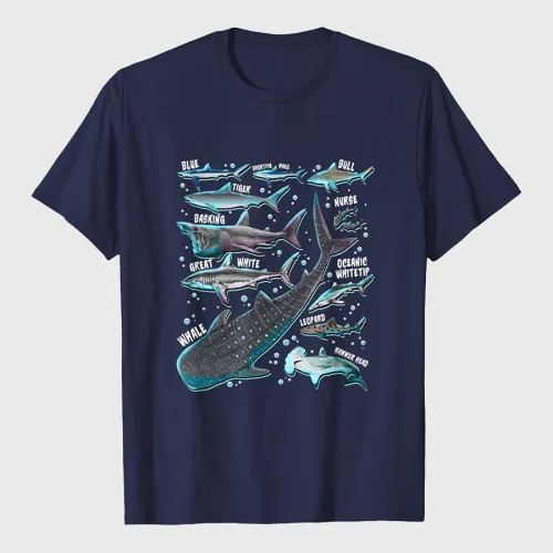 Shark Species Shark Gifts Shark Faces Tee Marine Biology T-Shirt