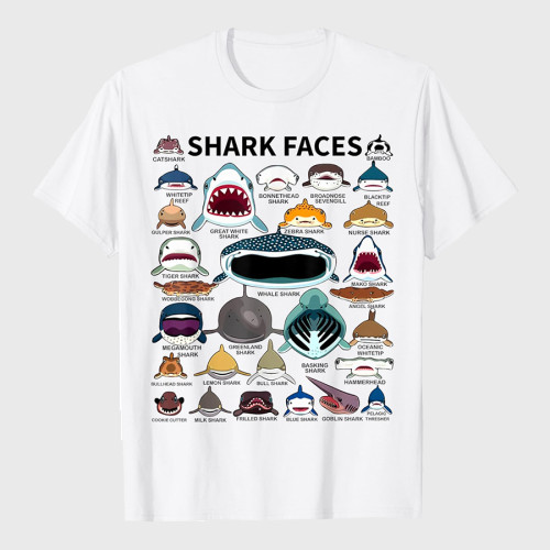 Shark Faces of All Shark T-Shirt
