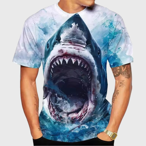 Watercolor Shark Mouth Graphic T-Shirt