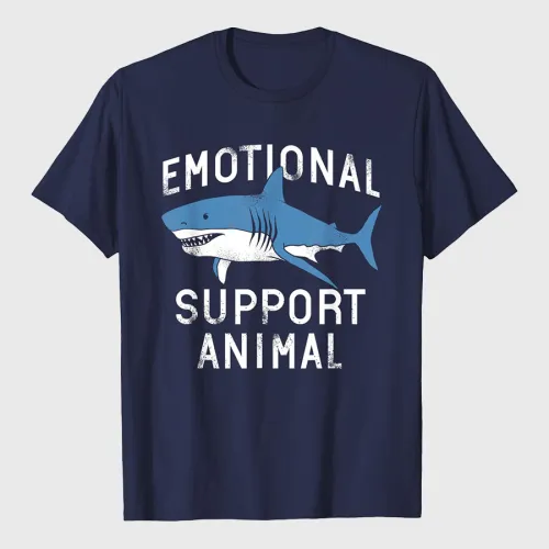 Emotional Support Animal Funny Scary Shark Pun Humor Shark T-Shirt