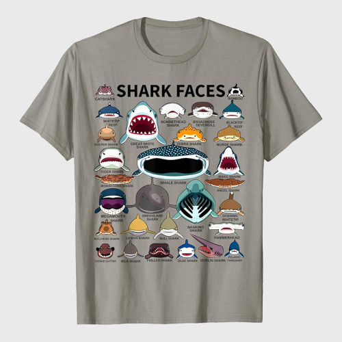 Shark Faces of All Shark T-Shirt