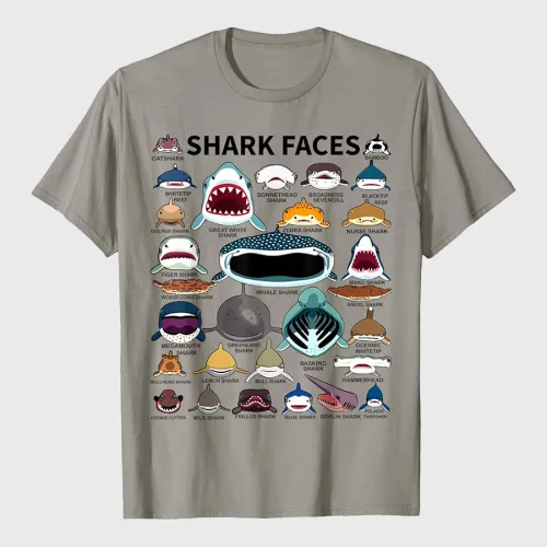 Shark Faces of All Shark T-Shirt